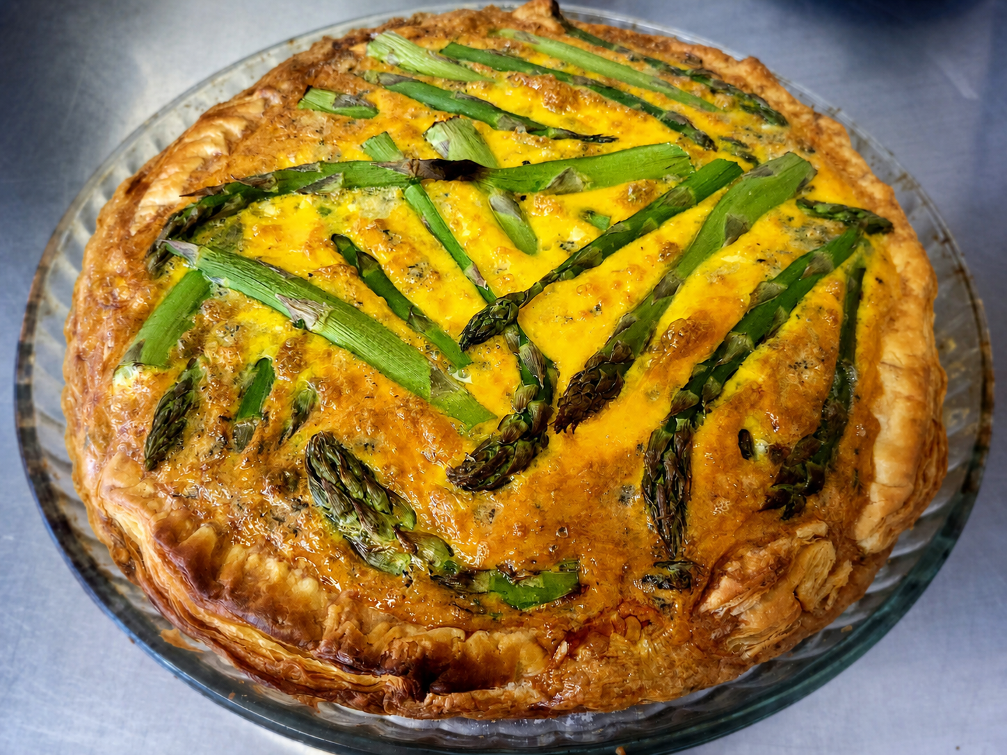 A freshly baked asparagus tart
